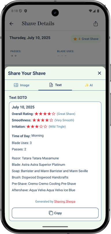 Share your SOTD as formatted text